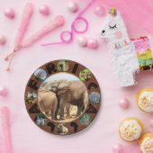 Afrikaanse Wildlife Circle Collage Olifant Rest Papieren Bordje (Feest)