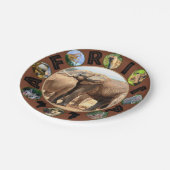 Afrikaanse Wildlife Circle Collage Olifant Rest Papieren Bordje (Gekanteld)