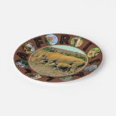 Afrikaanse Wildlife Cirkel Collage Rhino Reeds Papieren Bordje (Gekanteld)