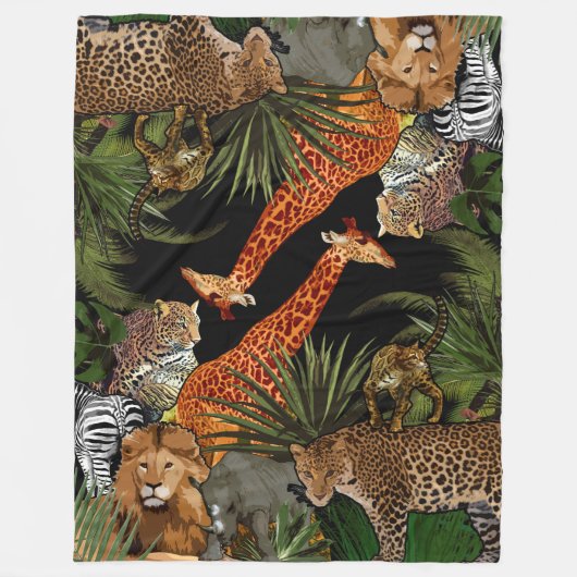 Afrikaanse wildlife Fleece Blanket (Voorkant)