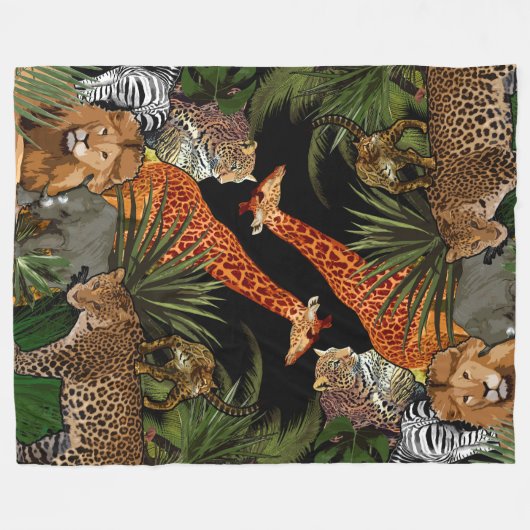 Afrikaanse wildlife Fleece Blanket (Voorkant (Horizontaal))