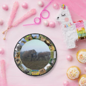 Afrikaanse Wildlife fotocollage olifant kudde mist Papieren Bordje (Feest)