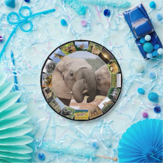 Afrikaanse Wildlife Fotocollage Olifant Trunks Papieren Bordje (Feest)