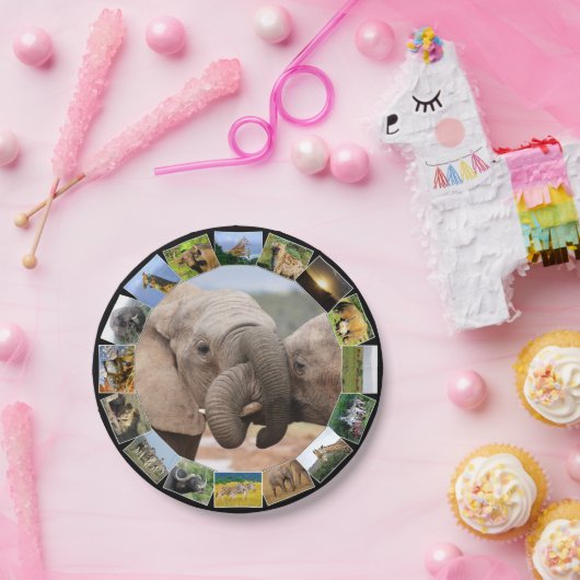 Afrikaanse Wildlife Fotocollage Olifant Trunks Papieren Bordje (Feest)