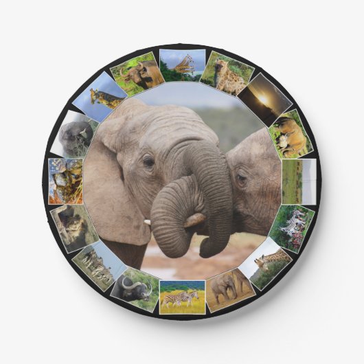 Afrikaanse Wildlife Fotocollage Olifant Trunks Papieren Bordje (Voorkant)