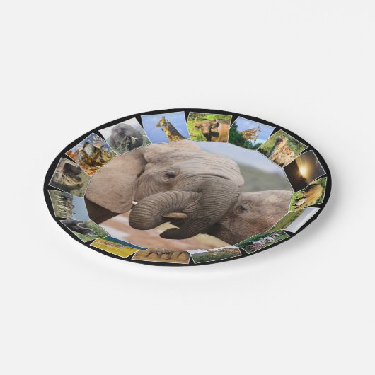 Afrikaanse Wildlife Fotocollage Olifant Trunks Papieren Bordje (Gekanteld)