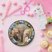 Afrikaanse Wildlife Fotocollage Olifantenfamilie Papieren Bordje (Feest)