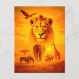 Afrikaanse Wildlife Group Scene in Dubbele Blootst Feestdagenkaart