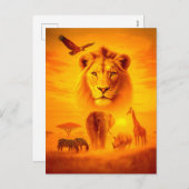 Afrikaanse Wildlife Group Scene in Dubbele Blootst Feestdagenkaart (Voorkant / Achterkant)