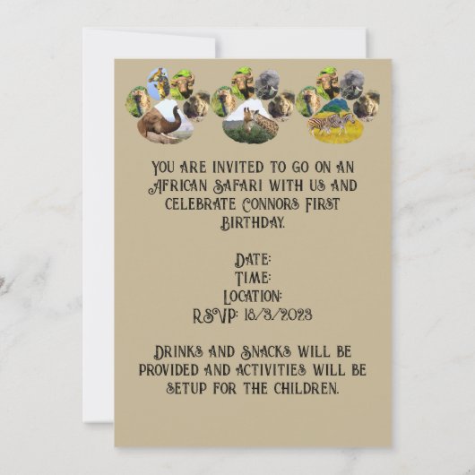 Afrikaanse Wildlife Pawprint Collage aangepaste te Kaart (Achterkant)