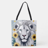 Afrikaanse Wildlife Safari Leeuw & Bloemen Zonnebl Tote Bag (Voorkant)