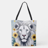 Afrikaanse Wildlife Safari Leeuw & Bloemen Zonnebl Tote Bag (Achterkant)