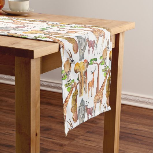 Afrikaanse Wildlife Table Runner Korte Tafelloper (Voorbeeld)