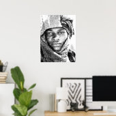 Afrikaanse Woestijnjongen Poster • Pen & Inkt Illu (Thuiskantoor)