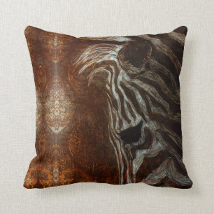 Afrikaanse Zebra in het wit op bruin en Oranje Kussen