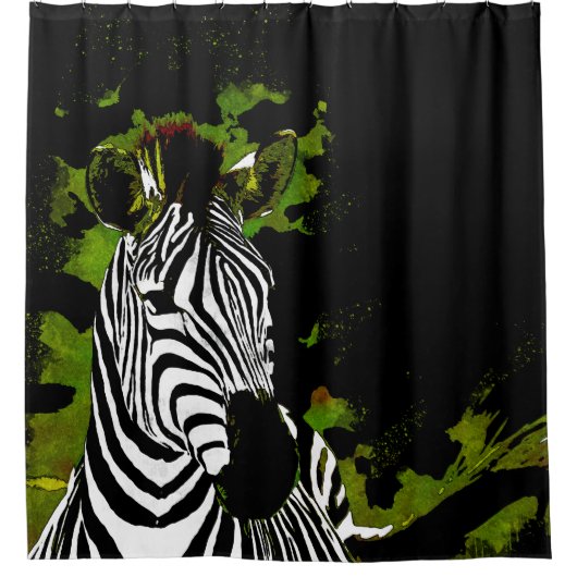 Afrikaanse Zebra nacht Douchegordijn (Voorkant)