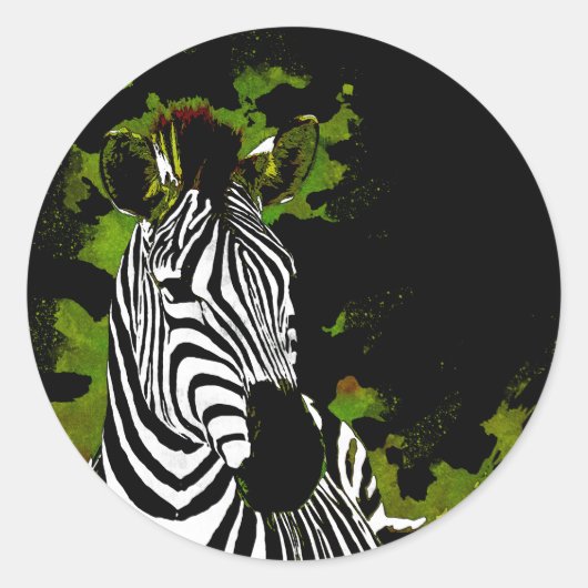 Afrikaanse Zebra nacht Ronde Sticker (Voorkant)