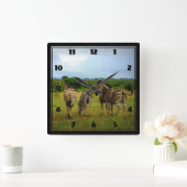 Afrikaanse Zebras in een natuurlijke omgeving Vierkante Klok (Huis)