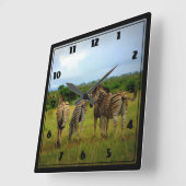 Afrikaanse Zebras in een natuurlijke omgeving Vierkante Klok (Hoek)