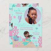 Afrikaanse Zeemeermin 7de verjaardag Uitnodiging (Voorkant / Achterkant)