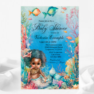 Afrikaanse Zeemeermin Baby Shower Kaart