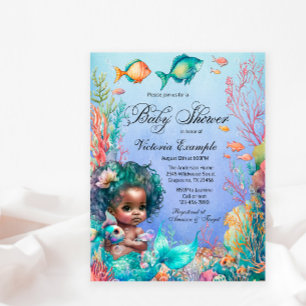Afrikaanse Zeemeermin Baby Shower Uitnodiging