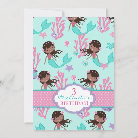 Afrikaanse zeemeermin derde verjaardag kaart (Achterkant)