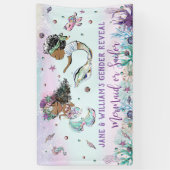 Afrikaanse zeemeermin en piratenzeeman onthullen g spandoek (Verticaal)