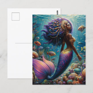 Afrikaanse zeemeermin met Paarse haren Briefkaart