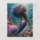 Afrikaanse zeemeermin met Paarse haren Briefkaart (Voorkant)