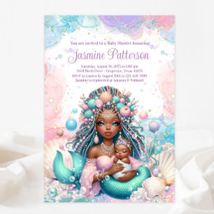 Afrikaanse Zeemeermin Moeder En Baby Baby Shower Kaart