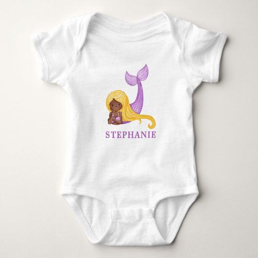 Afrikaanse Zeemeermin Oceaantje Baby Shower Baby B Romper (Voorkant)