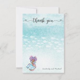 Afrikaanse Zeemeerminnende Waterverf Birthday   BA Bedankkaart