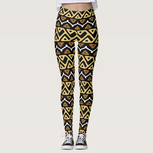 Afrikaanse Zigzag Patroon Leggings (Voorkant)
