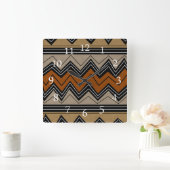 Afrikaanse Zigzags en witte cijfers Vierkante Klok (Huis)