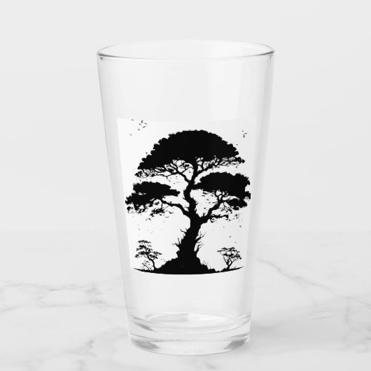 Afrikaanse Zonsondergang Boom Glas (Voorkant)