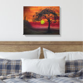 Afrikaanse zonsondergang canvas afdruk (Insitu (Slaapkamer))