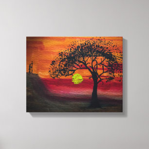 Afrikaanse zonsondergang canvas afdruk