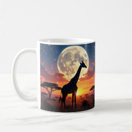 Afrikaanse Zonsondergang Maan Giraffe & Afrikaanse Koffiemok