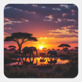 Afrikaanse Zonsondergang Majesteit Leggings Tights Vierkante Sticker