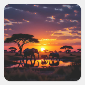 Afrikaanse Zonsondergang Majesteit Leggings Tights Vierkante Sticker