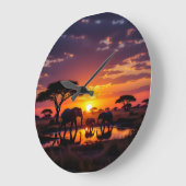 Afrikaanse Zonsondergang Majestueuze Wandklok (Hoek)