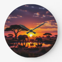 Afrikaanse Zonsondergang Majestueuze Wandklok