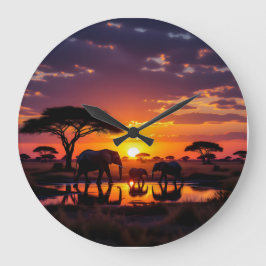 Afrikaanse Zonsondergang Majestueuze Wandklok