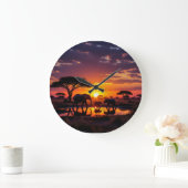 Afrikaanse Zonsondergang Majestueuze Wandklok (Huis)