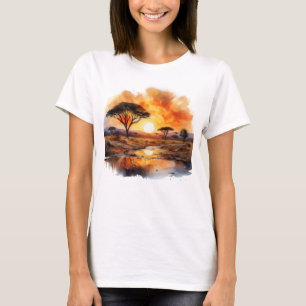 Afrikaanse zonsondergang met acaciabomen t-shirt