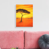 Afrikaanse zonsondergang met acaciaboom canvas afdruk (Insitu (Woonkamer))