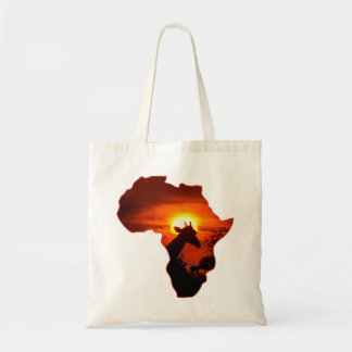 Afrikaanse zonsondergang met Giraffe Silhouette Tote Bag