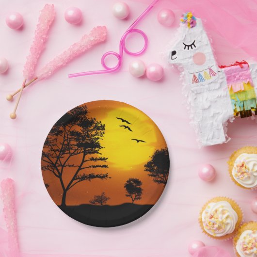 Afrikaanse zonsondergang papieren bordje (Feest)