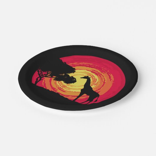 Afrikaanse zonsondergang papieren bordje (Gekanteld)